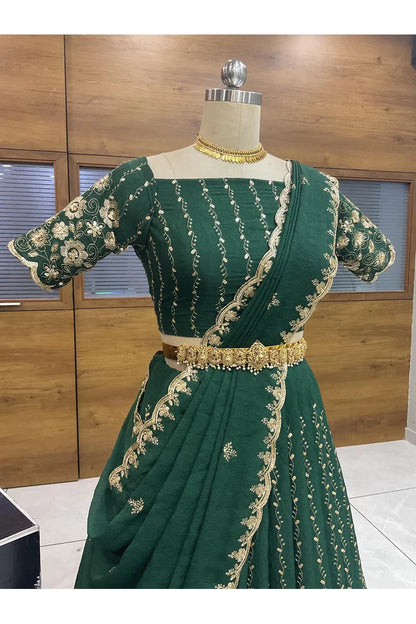 Veona South Indian Festival Traditional Rangoli Crushed Lehenga Choli