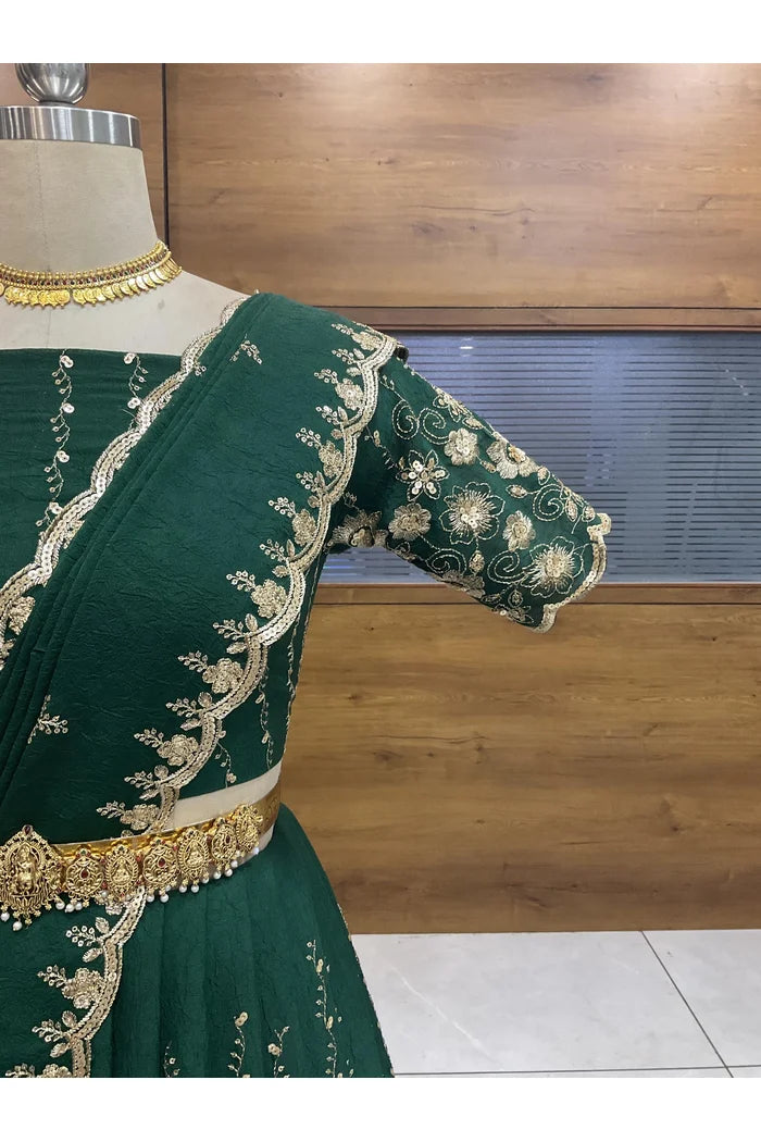 Veona South Indian Festival Traditional Rangoli Crushed Lehenga Choli
