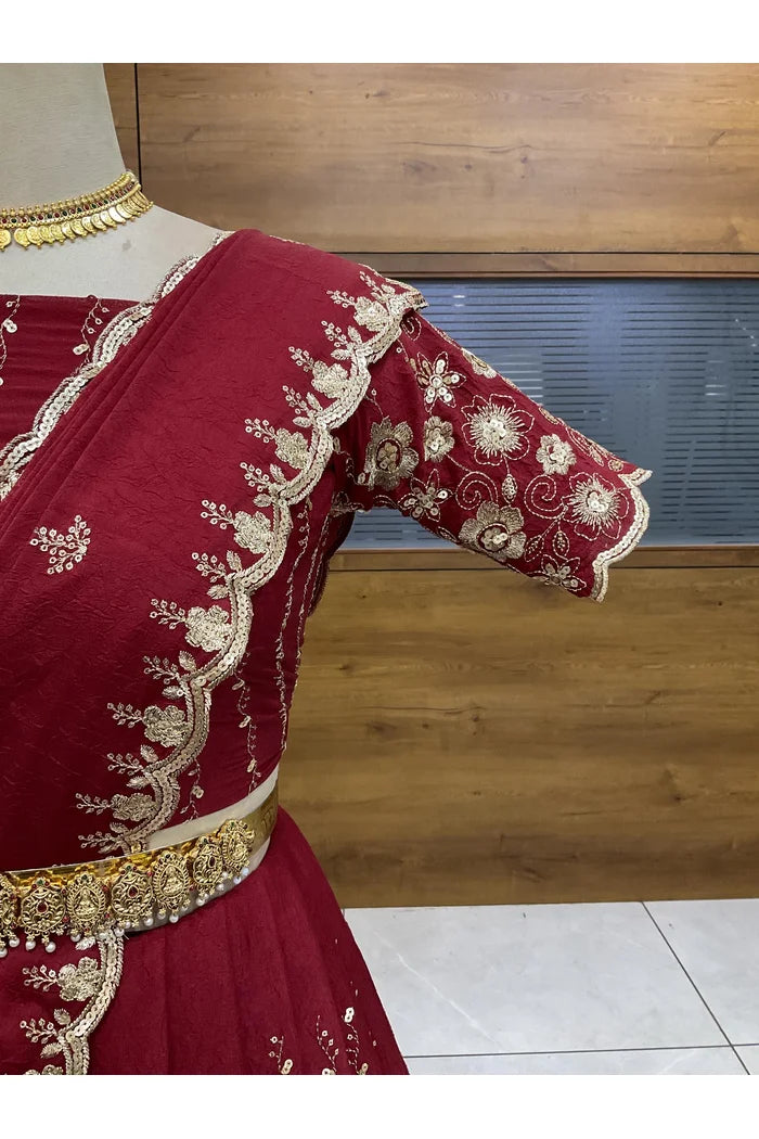 Veona South Indian Festival Traditional Rangoli Crushed Lehenga Choli