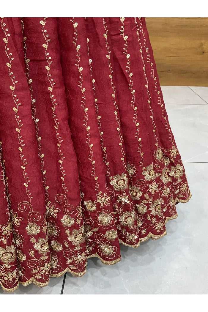 Veona South Indian Festival Traditional Rangoli Crushed Lehenga Choli
