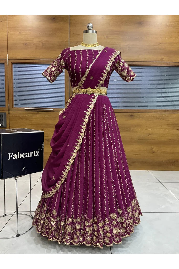 Veona South Indian Festival Traditional Rangoli Crushed Lehenga Choli