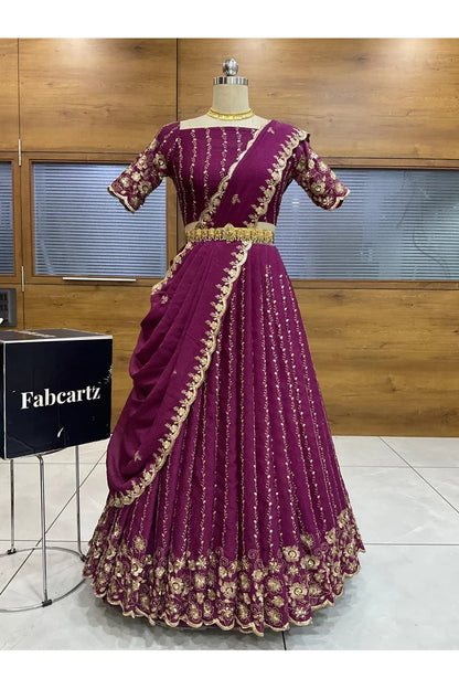 Veona South Indian Festival Traditional Rangoli Crushed Lehenga Choli