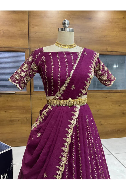 Veona South Indian Festival Traditional Rangoli Crushed Lehenga Choli