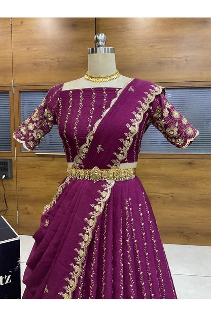 Veona South Indian Festival Traditional Rangoli Crushed Lehenga Choli