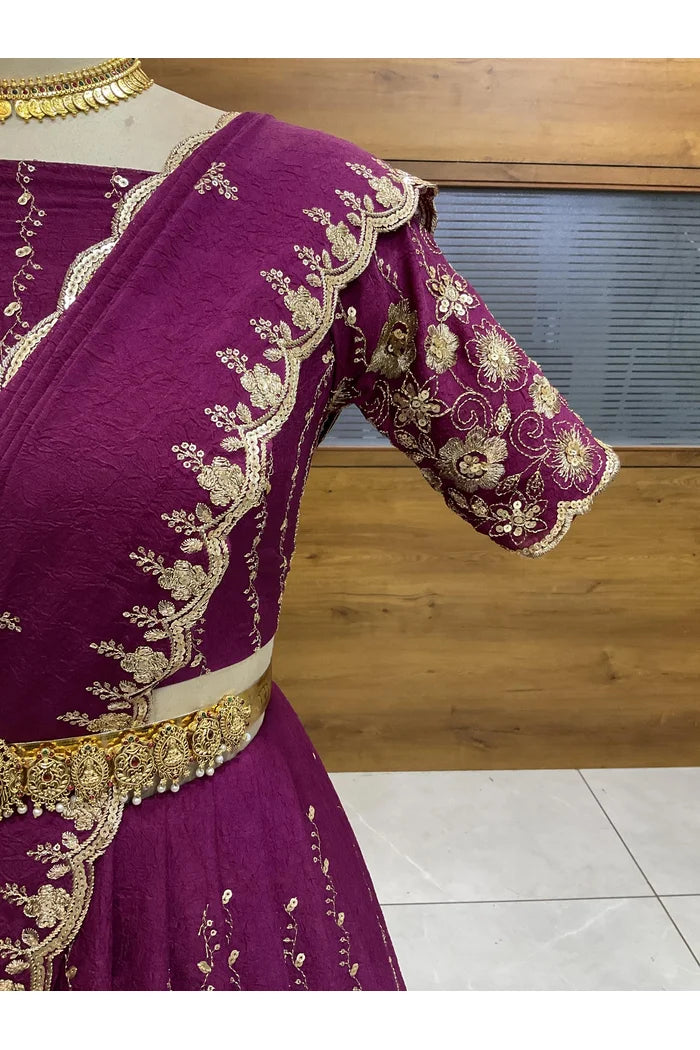 Veona South Indian Festival Traditional Rangoli Crushed Lehenga Choli