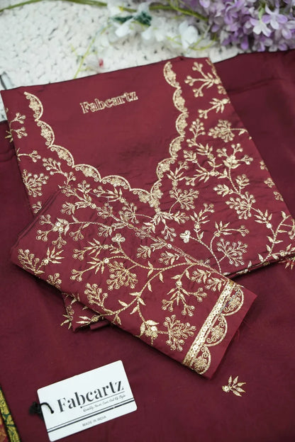 Beautiful South Indian Style Unstitch Half Saree with Embroidery Blouse and Dupatta for Women | Rashmika