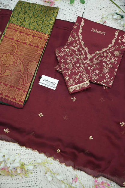 Beautiful South Indian Style Unstitch Half Saree with Embroidery Blouse and Dupatta for Women | Rashmika