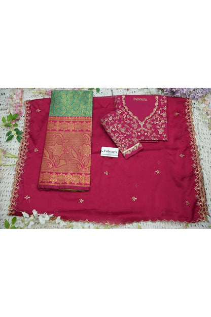 Beautiful South Indian Style Unstitch Half Saree with Embroidery Blouse and Dupatta for Women | Rashmika