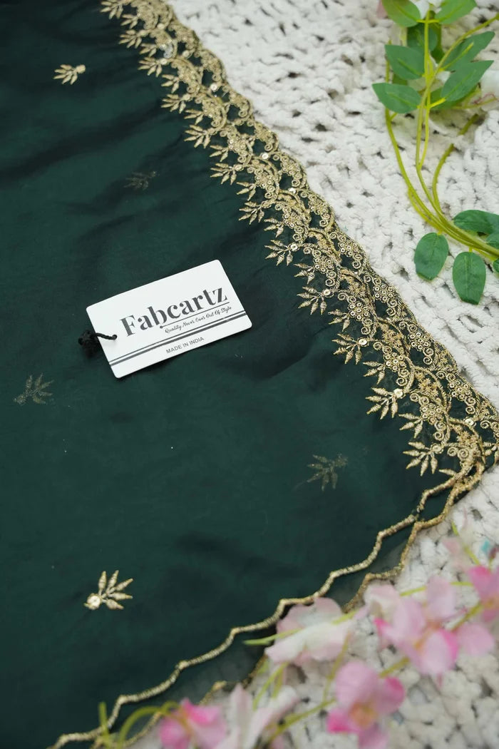 Beautiful South Indian Style Unstitch Half Saree with Embroidery Blouse and Dupatta for Women | Rashmika