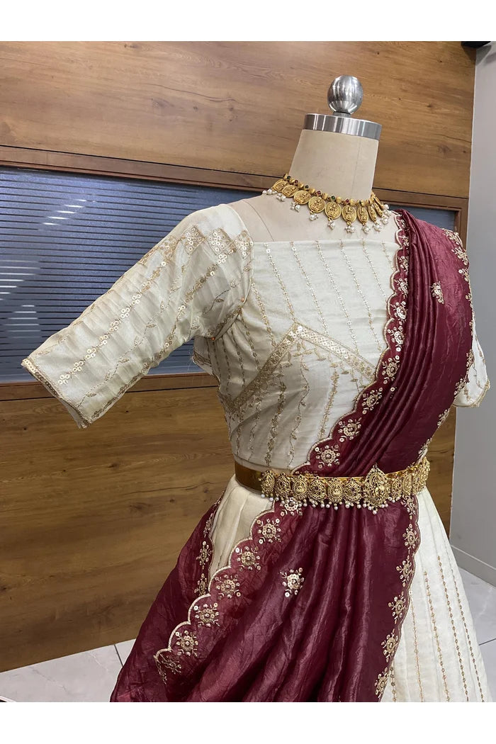 దక్షిణ భారత పండుగ సాంప్రదాయ హాఫ్ చీర (ఛవి) 