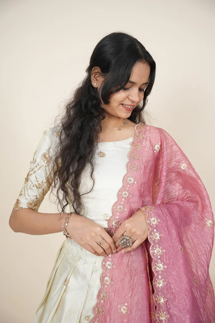 దక్షిణ భారత పండుగ సాంప్రదాయ హాఫ్ చీర (ఛవి) 