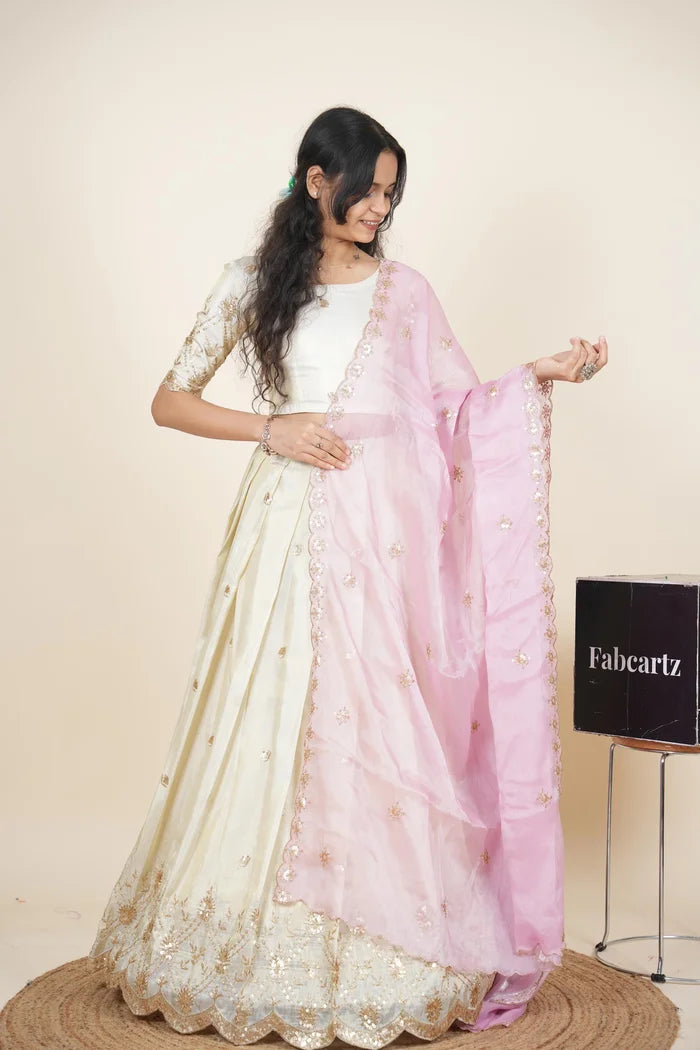 దక్షిణ భారత పండుగ సాంప్రదాయ హాఫ్ చీర (ఛవి) 