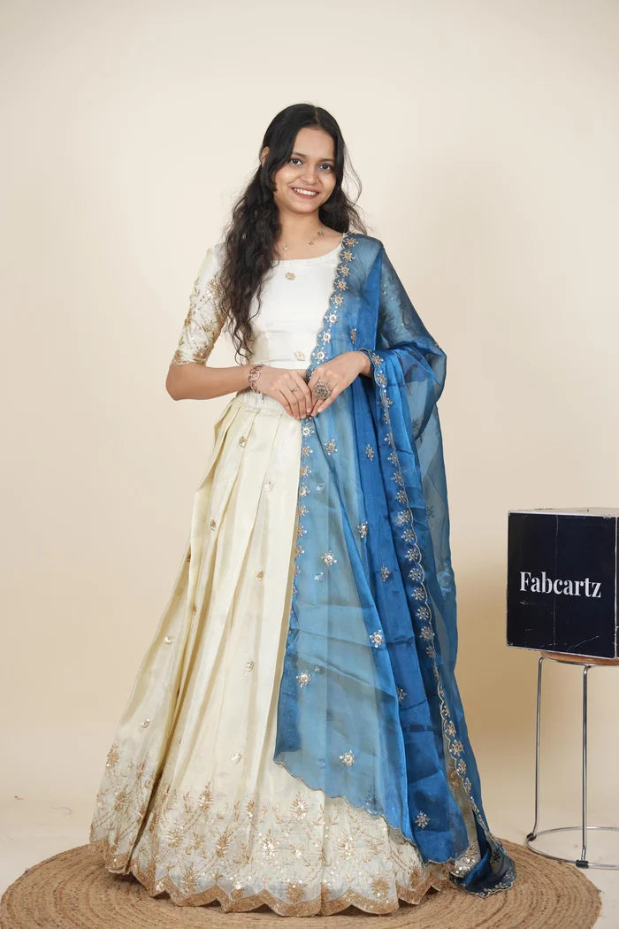 దక్షిణ భారత పండుగ సాంప్రదాయ హాఫ్ చీర (ఛవి) 