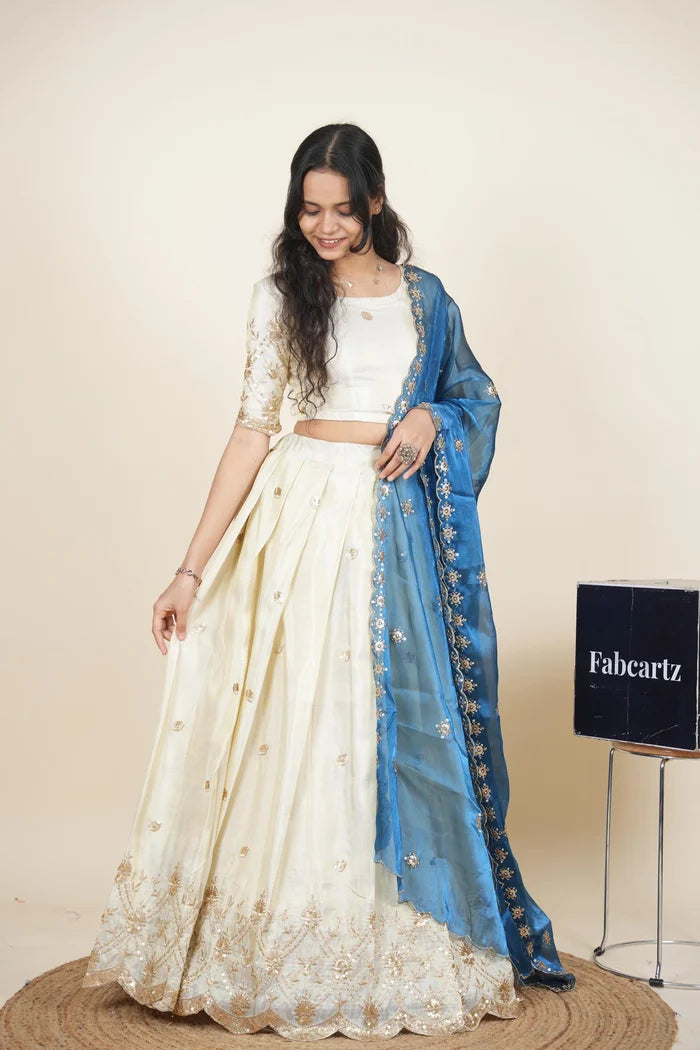 దక్షిణ భారత పండుగ సాంప్రదాయ హాఫ్ చీర (ఛవి) 