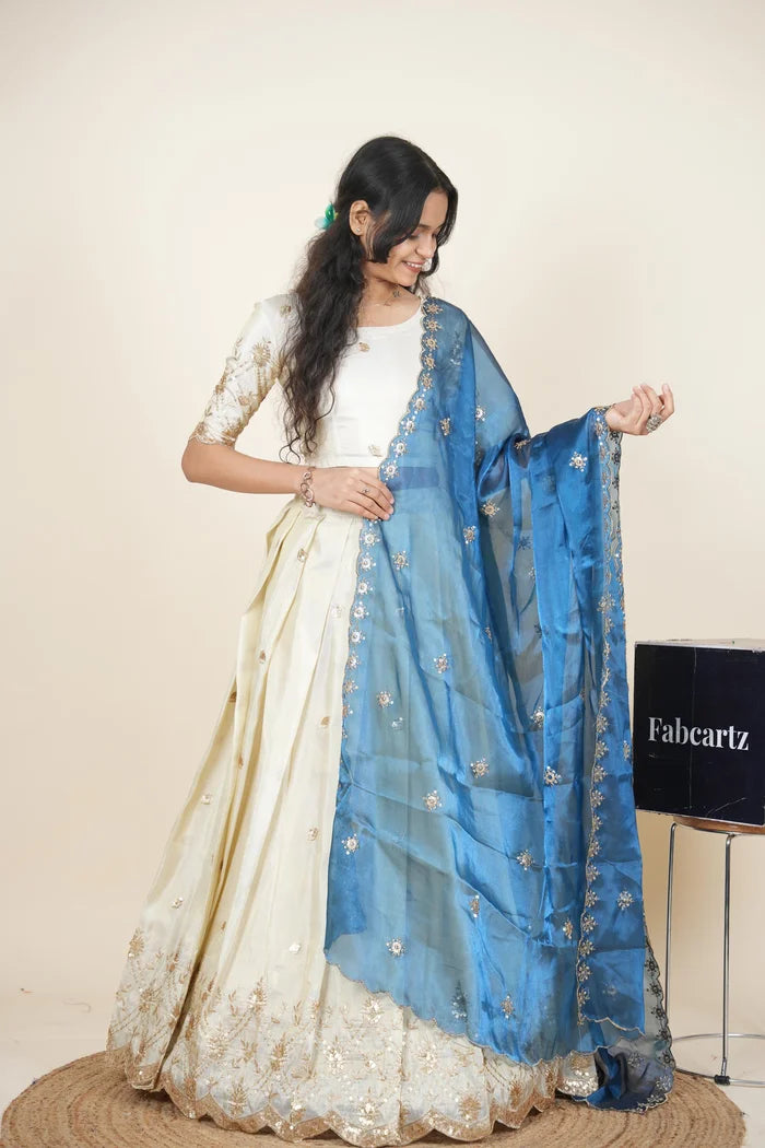 దక్షిణ భారత పండుగ సాంప్రదాయ హాఫ్ చీర (ఛవి) 