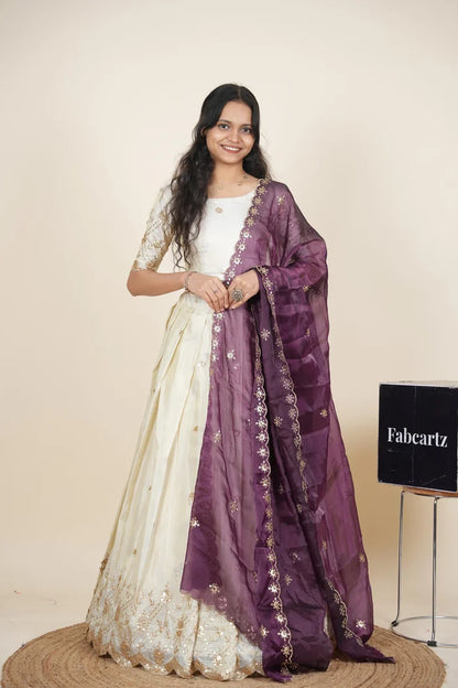 దక్షిణ భారత పండుగ సాంప్రదాయ హాఫ్ చీర (ఛవి) 