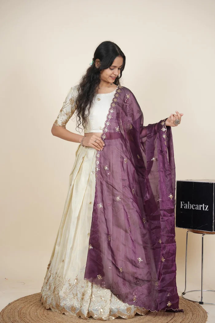 దక్షిణ భారత పండుగ సాంప్రదాయ హాఫ్ చీర (ఛవి) 