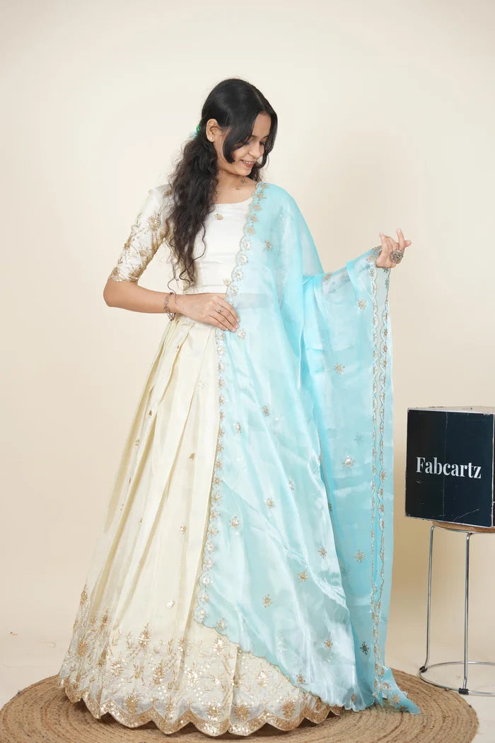 దక్షిణ భారత పండుగ సాంప్రదాయ హాఫ్ చీర (ఛవి) 