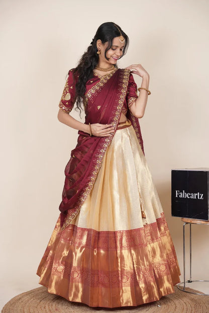 దక్షిణ భారత పండుగ సాంప్రదాయ హాఫ్ చీర (ఛవి) 