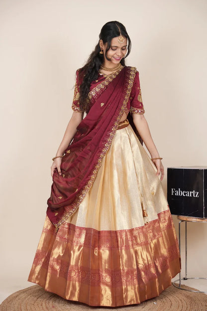 దక్షిణ భారత పండుగ సాంప్రదాయ హాఫ్ చీర (ఛవి) 