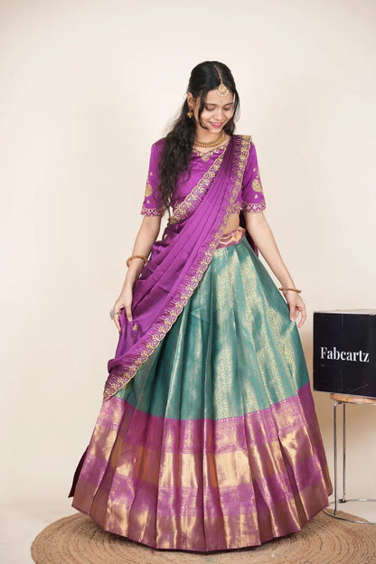 దక్షిణ భారత పండుగ సాంప్రదాయ హాఫ్ చీర (ఛవి) 