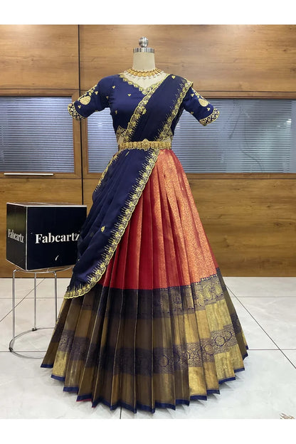 దక్షిణ భారత పండుగ సాంప్రదాయ హాఫ్ చీర (ఛవి) 