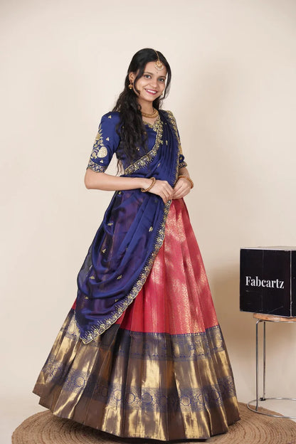 దక్షిణ భారత పండుగ సాంప్రదాయ హాఫ్ చీర (ఛవి) 