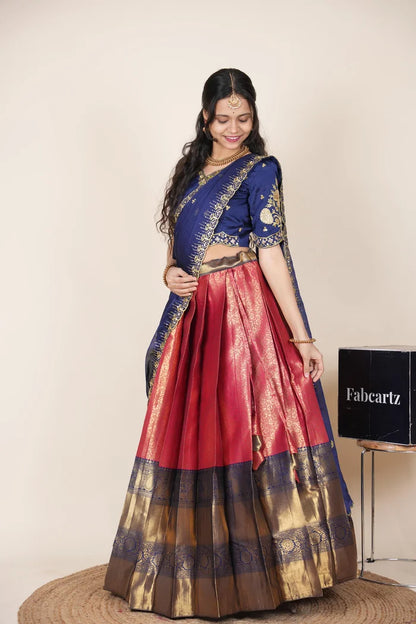 దక్షిణ భారత పండుగ సాంప్రదాయ హాఫ్ చీర (ఛవి) 