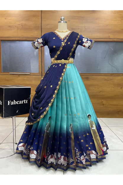 దక్షిణ భారత పండుగ సాంప్రదాయ హాఫ్ చీర (ఛవి) 