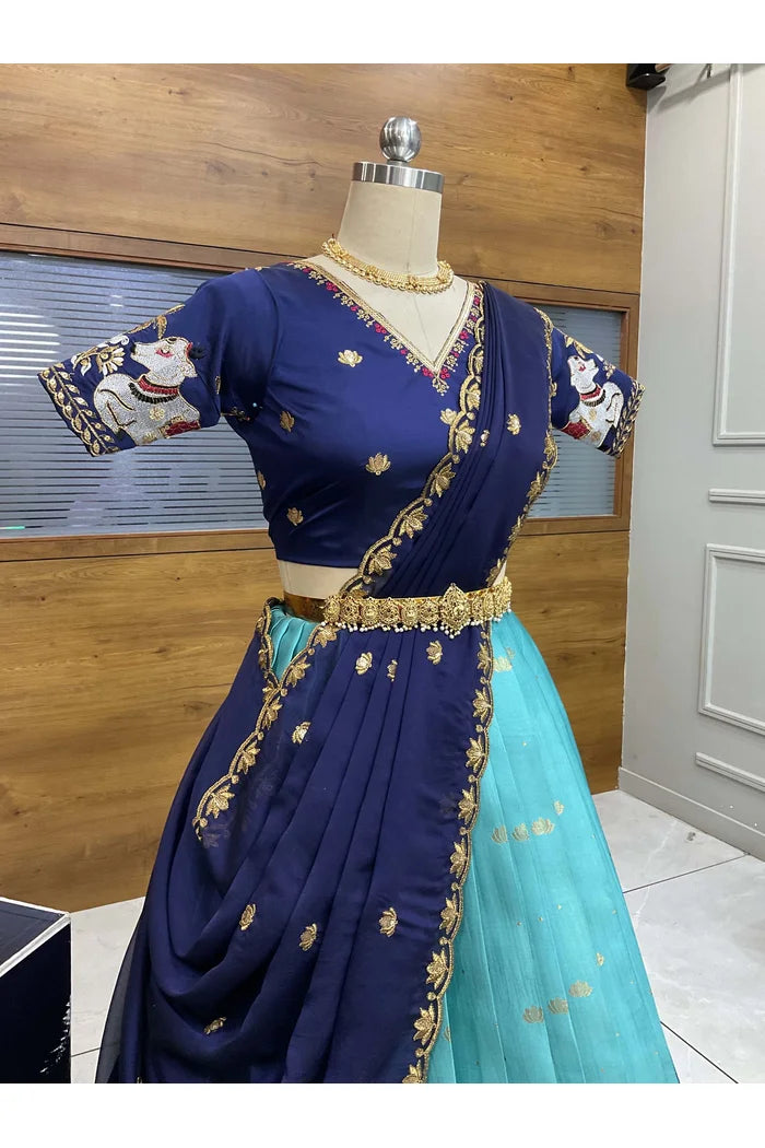 దక్షిణ భారత పండుగ సాంప్రదాయ హాఫ్ చీర (ఛవి) 