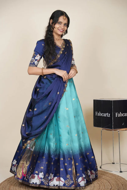 దక్షిణ భారత పండుగ సాంప్రదాయ హాఫ్ చీర (ఛవి) 