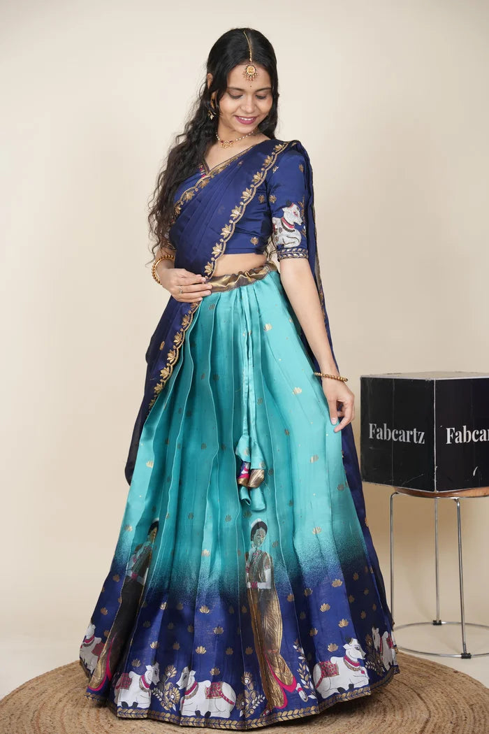 దక్షిణ భారత పండుగ సాంప్రదాయ హాఫ్ చీర (ఛవి) 