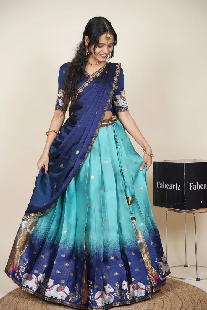 దక్షిణ భారత పండుగ సాంప్రదాయ హాఫ్ చీర (ఛవి) 