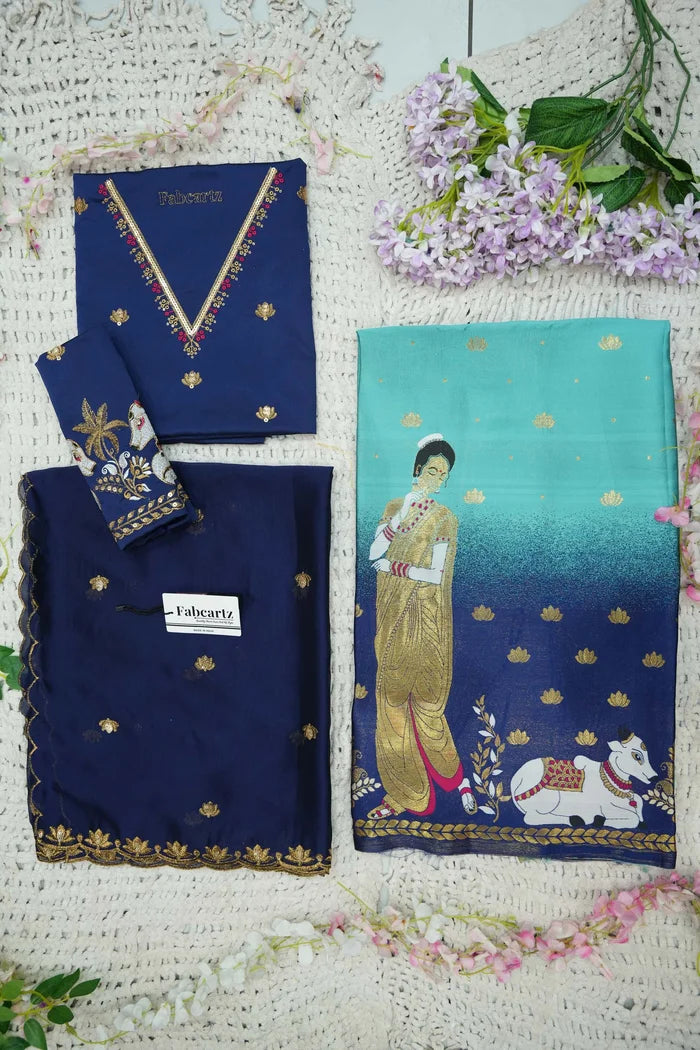 దక్షిణ భారత పండుగ సాంప్రదాయ హాఫ్ చీర (ఛవి) 