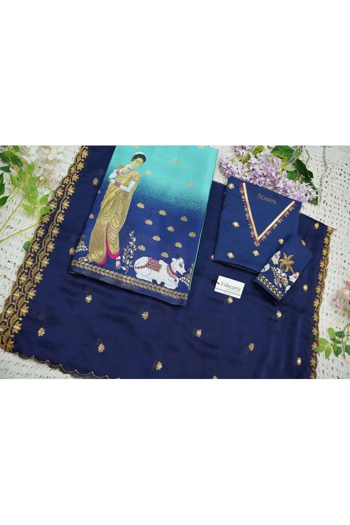 దక్షిణ భారత పండుగ సాంప్రదాయ హాఫ్ చీర (ఛవి) 