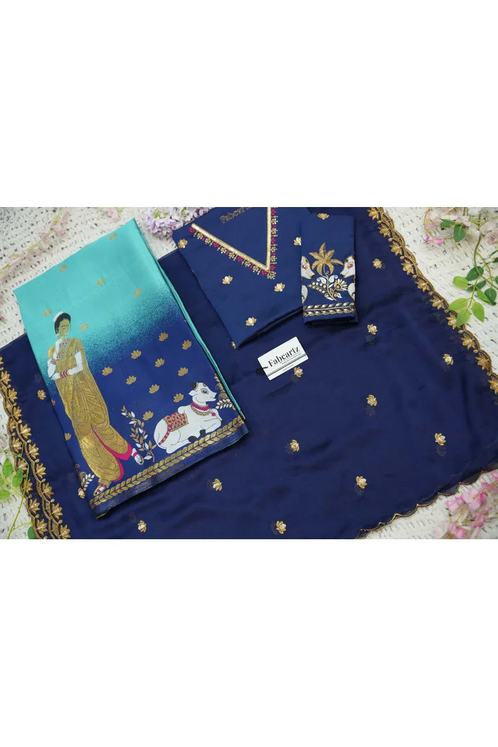 దక్షిణ భారత పండుగ సాంప్రదాయ హాఫ్ చీర (ఛవి) 