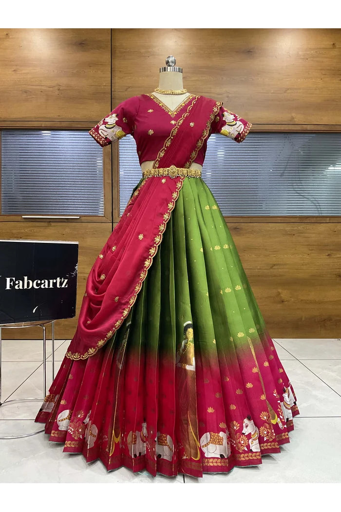 దక్షిణ భారత పండుగ సాంప్రదాయ హాఫ్ చీర (ఛవి) 