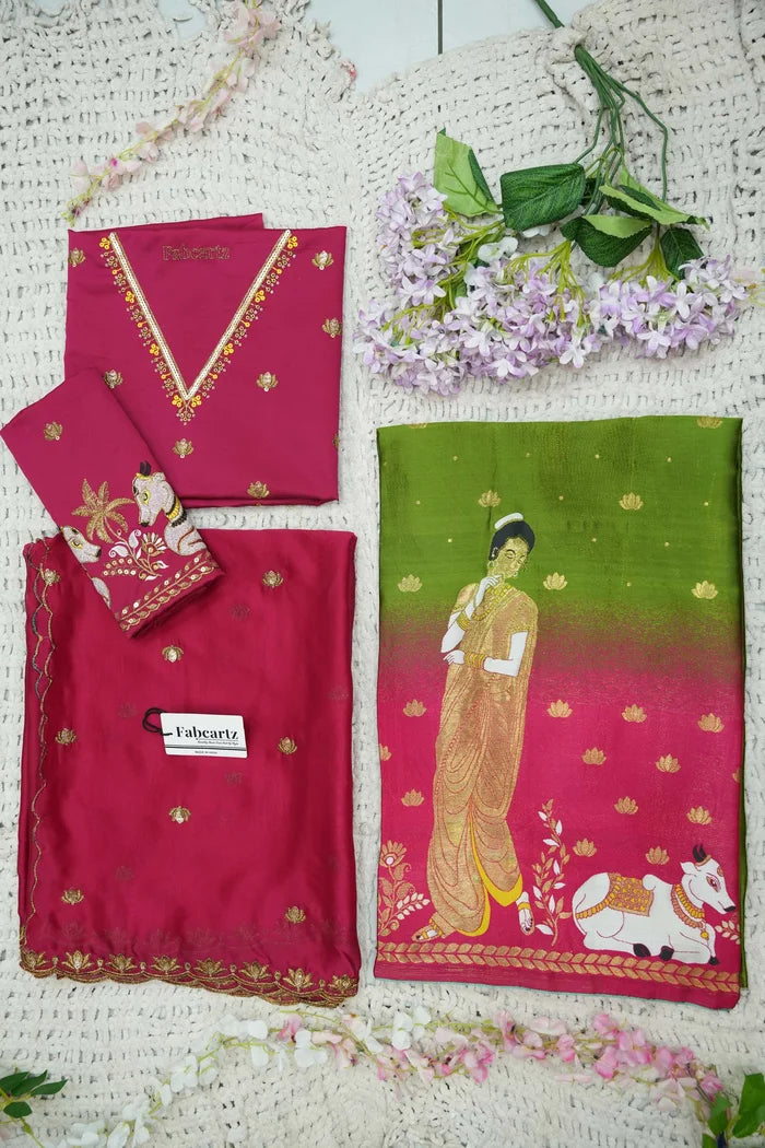 దక్షిణ భారత పండుగ సాంప్రదాయ హాఫ్ చీర (ఛవి) 