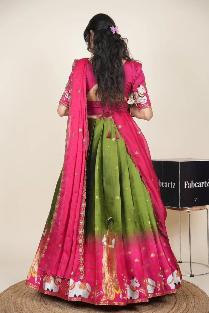 దక్షిణ భారత పండుగ సాంప్రదాయ హాఫ్ చీర (ఛవి) 