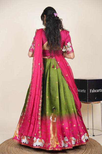 దక్షిణ భారత పండుగ సాంప్రదాయ హాఫ్ చీర (ఛవి) 