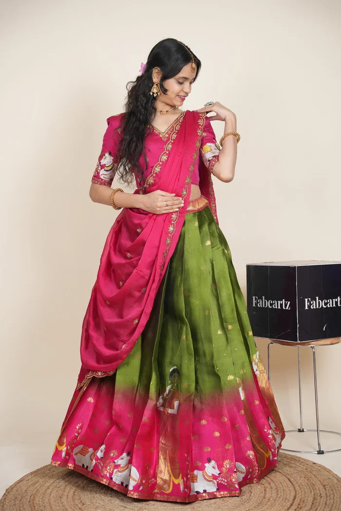 దక్షిణ భారత పండుగ సాంప్రదాయ హాఫ్ చీర (ఛవి) 