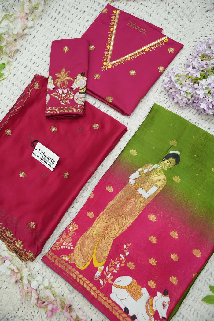 దక్షిణ భారత పండుగ సాంప్రదాయ హాఫ్ చీర (ఛవి) 