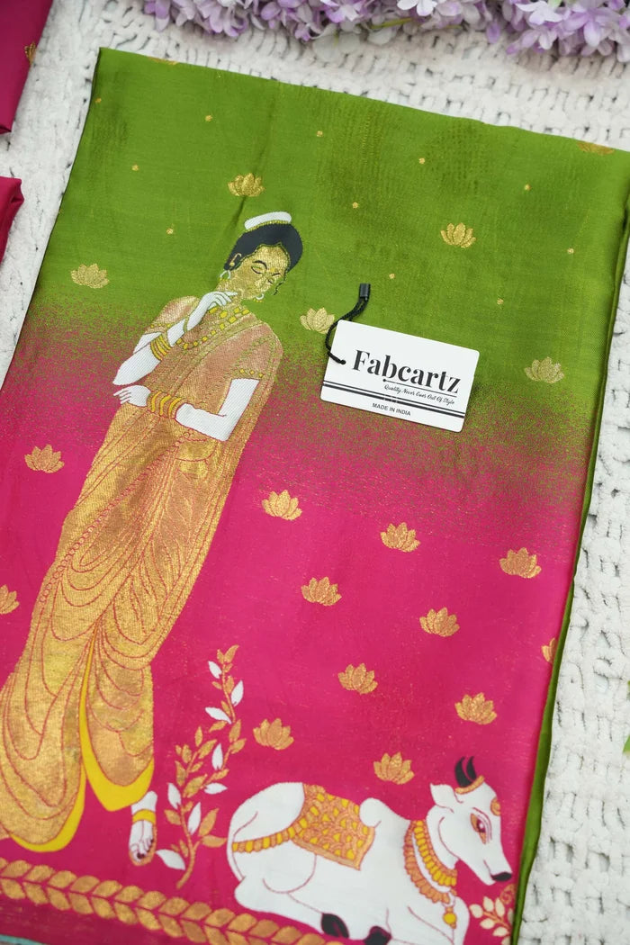 దక్షిణ భారత పండుగ సాంప్రదాయ హాఫ్ చీర (ఛవి) 