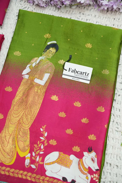 దక్షిణ భారత పండుగ సాంప్రదాయ హాఫ్ చీర (ఛవి) 