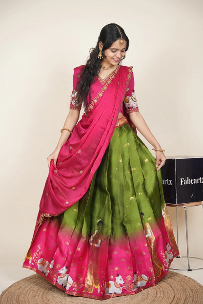 దక్షిణ భారత పండుగ సాంప్రదాయ హాఫ్ చీర (ఛవి) 