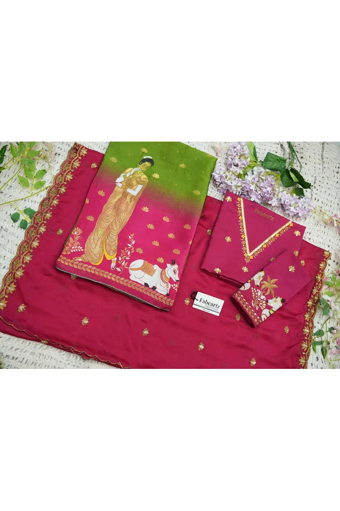 దక్షిణ భారత పండుగ సాంప్రదాయ హాఫ్ చీర (ఛవి) 