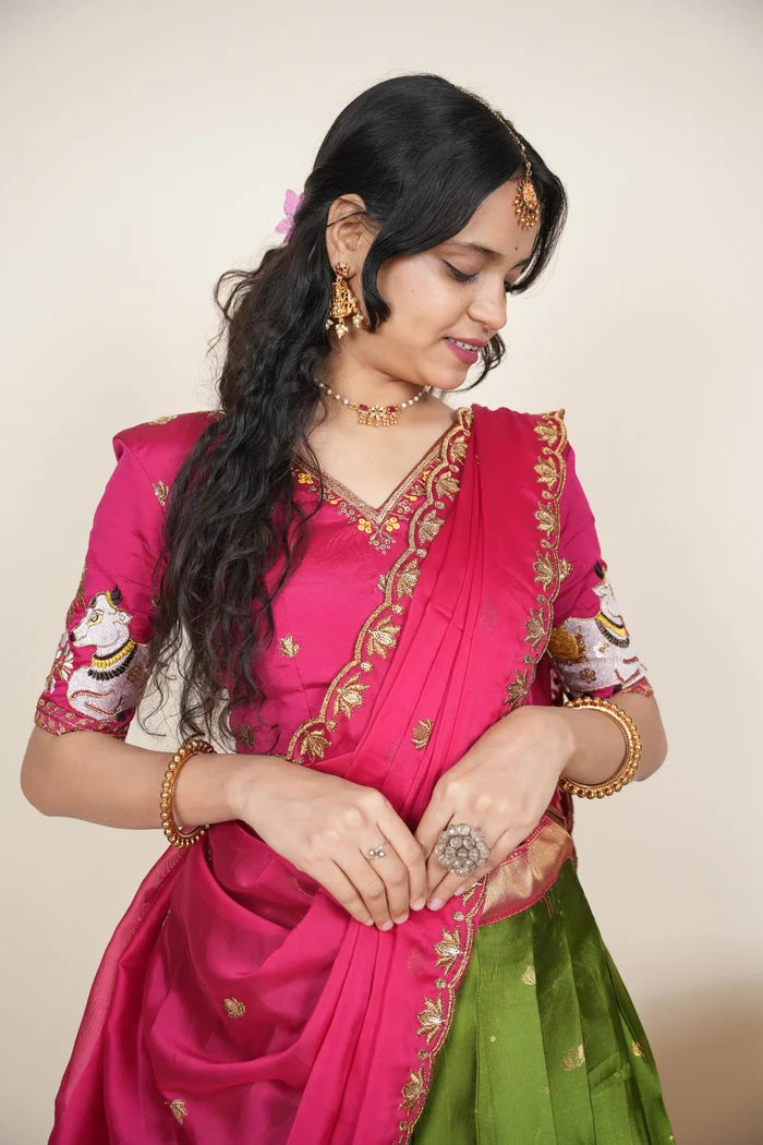 దక్షిణ భారత పండుగ సాంప్రదాయ హాఫ్ చీర (ఛవి) 