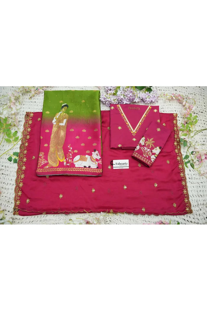 దక్షిణ భారత పండుగ సాంప్రదాయ హాఫ్ చీర (ఛవి) 