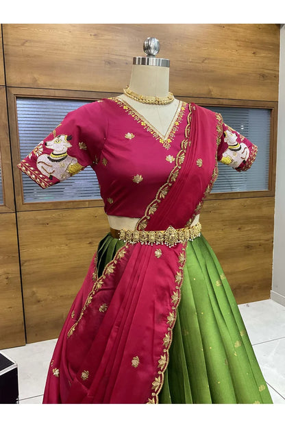 దక్షిణ భారత పండుగ సాంప్రదాయ హాఫ్ చీర (ఛవి) 