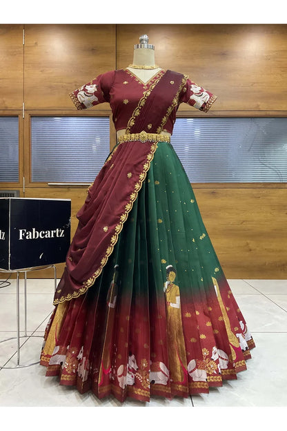 దక్షిణ భారత పండుగ సాంప్రదాయ హాఫ్ చీర (ఛవి) 